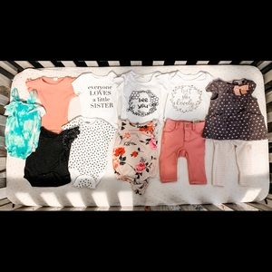 Bundle of 3-6 mo. infant girl bodysuits & outfits
